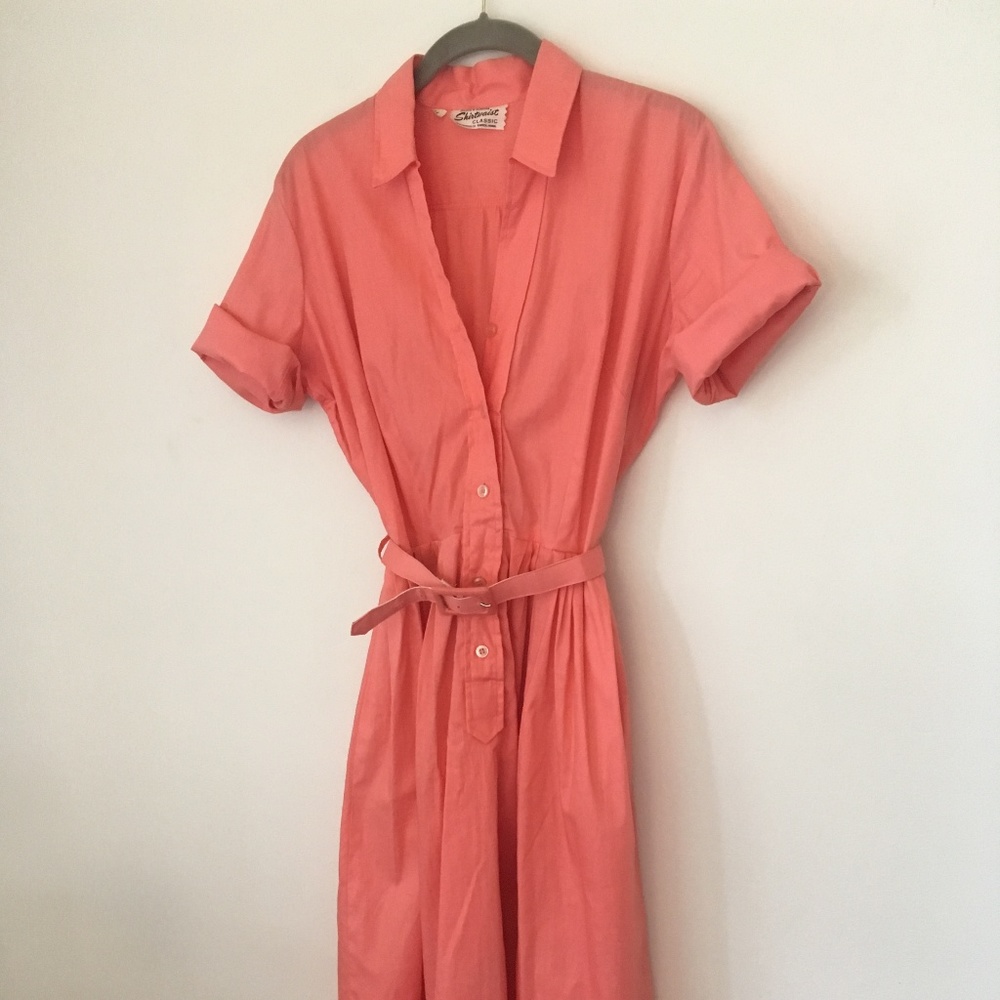 Coral Vintage Shirtwaist Dress